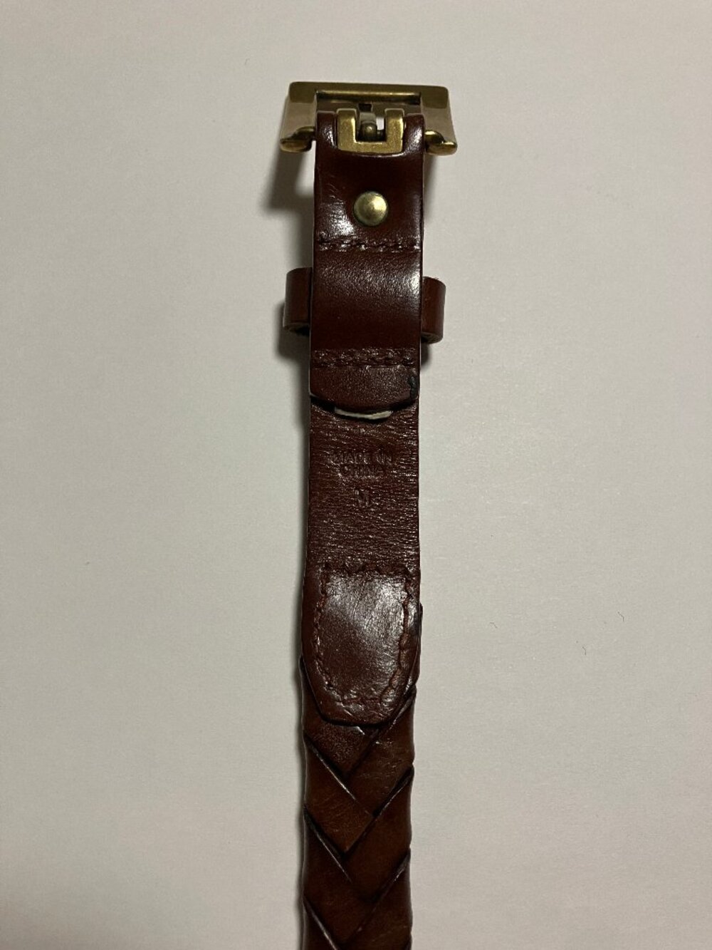 Lauren Ralph Lauren Brown Braided Leather Skinny Belt Brass Buckle Size Medium - Picture 3 of 7